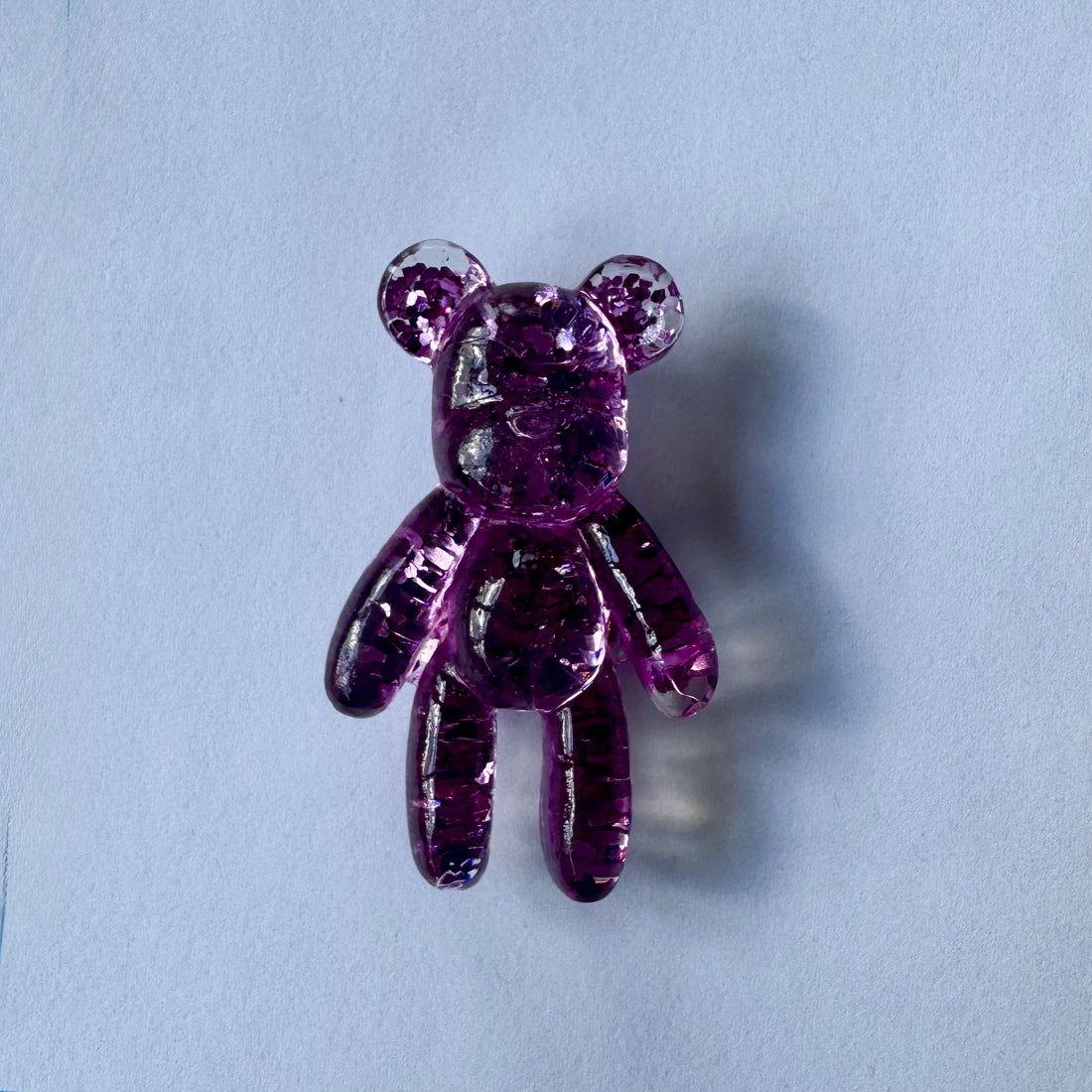 Purple Glitter Bear Shoe Charm